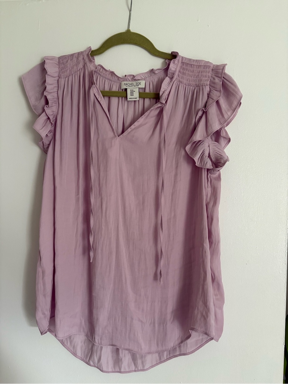Rachel Zoe Dusty Lilac Ruffle Sleeve V-Neck Blouse